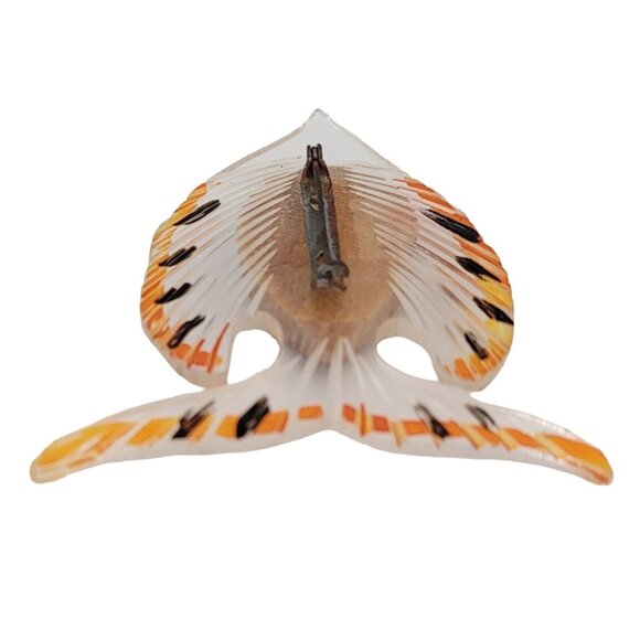 Clear Lucite, Carved Wood Fish Brooch, M149 - Picture 5 of 12